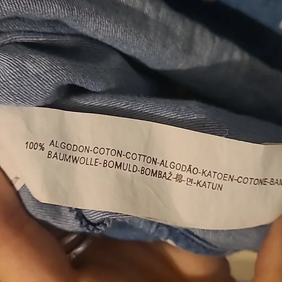 Blue Polka Dot Button-Up Shirt Denim Style - Picture 4 of 4